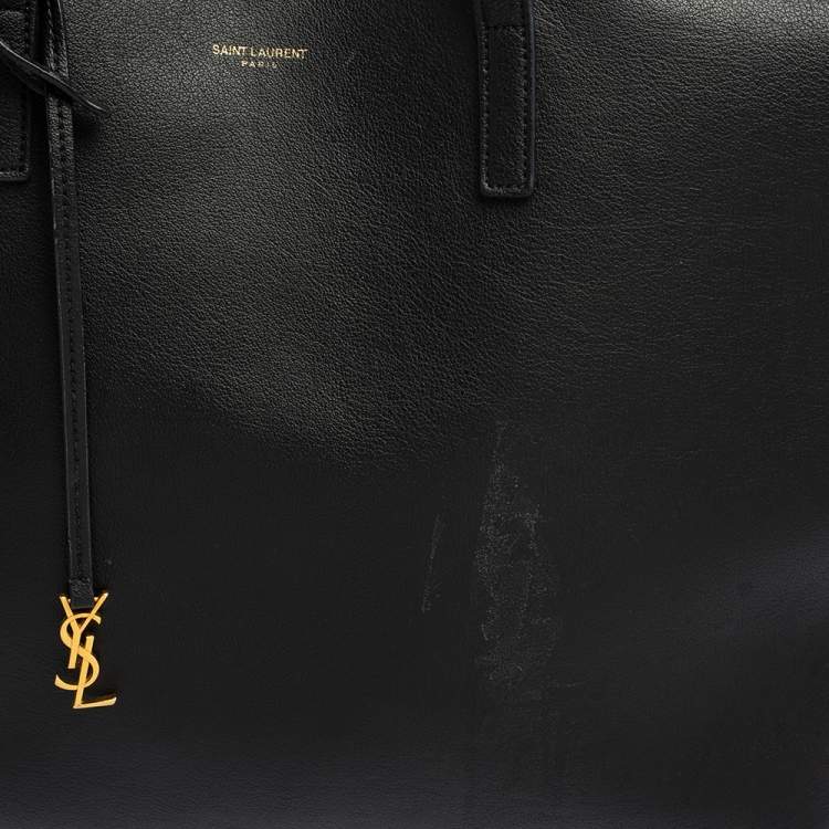 Pre Owned Saint Laurent Black Leather Shopper Tote