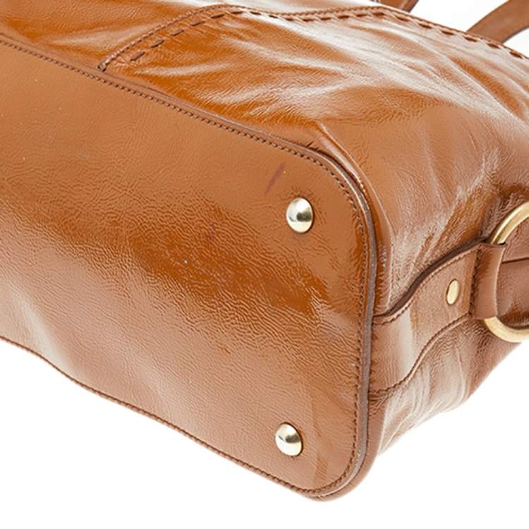 مملوكة مسبقًا Saint Laurent Brown Patent Leather Muse Satchel