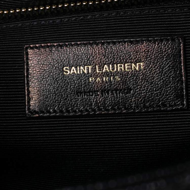 Pre Owned Saint Laurent Black Matelassé Leather Monogram Envelope Shoulder Bag
