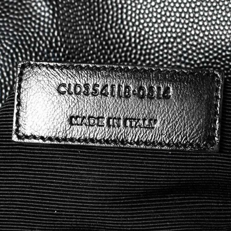 Pre Owned Saint Laurent Black Matelassé Leather Monogram Envelope Shoulder Bag