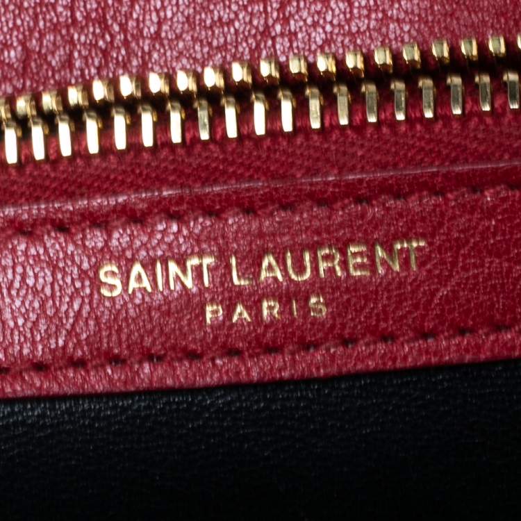 Pre Owned Saint Laurent Red Matelassé Leather Medium College Top Handle Bag