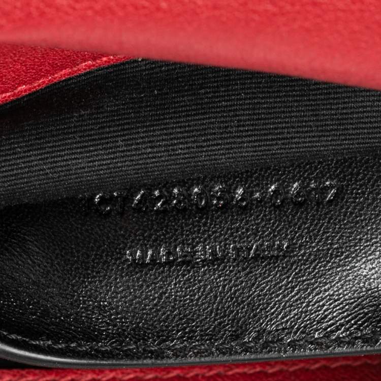 Pre Owned Saint Laurent Red Matelassé Leather Medium College Top Handle Bag