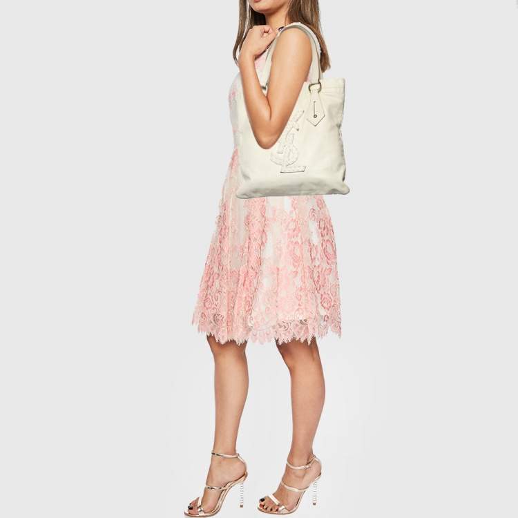 Pre Owned Saint Laurent Off-White Leather Tote