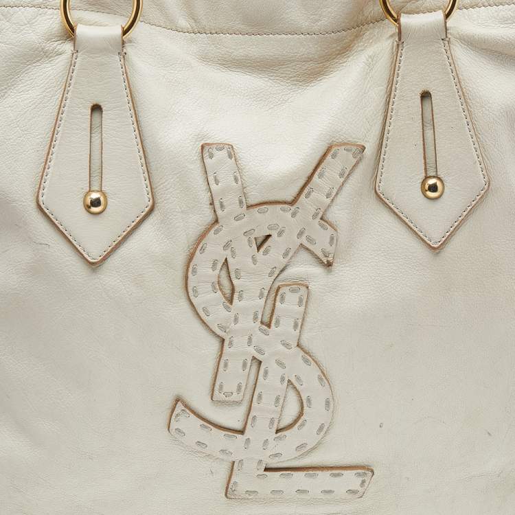 Pre Owned Saint Laurent Off-White Leather Tote