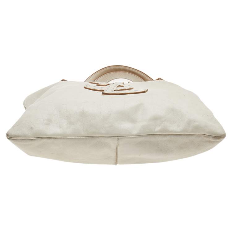 Pre Owned Saint Laurent Off-White Leather Tote