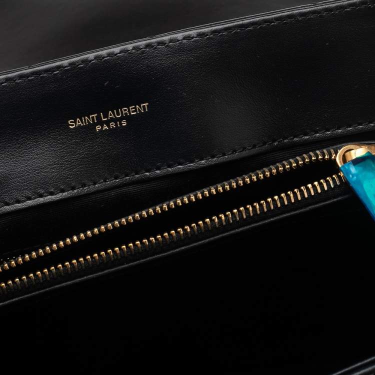 Pre Owned Saint Laurent Black Matelassé Leather Medium Loulou Shoulder Bag