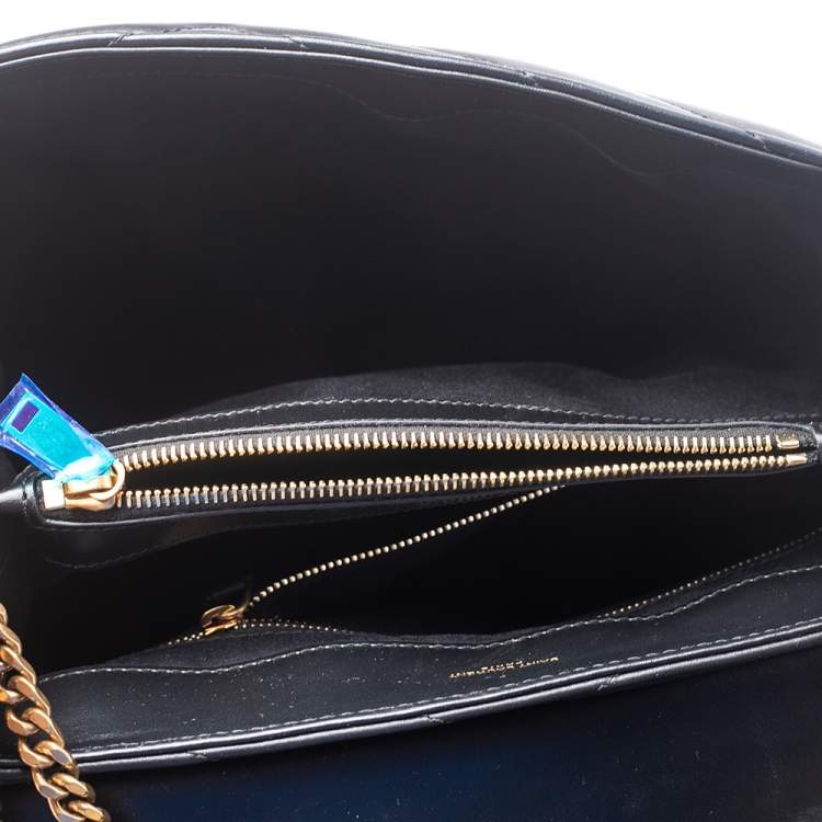 Pre Owned Saint Laurent Black Matelassé Leather Medium Loulou Shoulder Bag