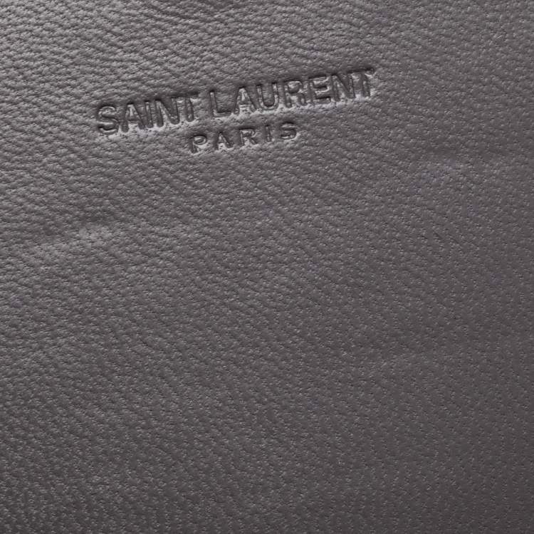 مملوكة مسبقًا Saint Laurent Grey Croc Embossed Leather Flap Wallet