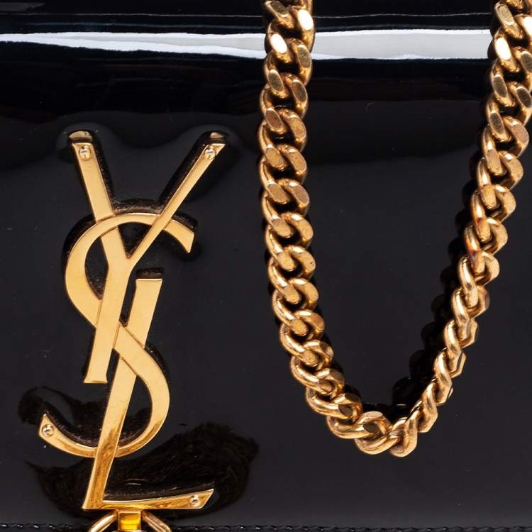 Pre Owned Saint Laurent Black Patent Leather Small Kate Tassel Crossbody Bag