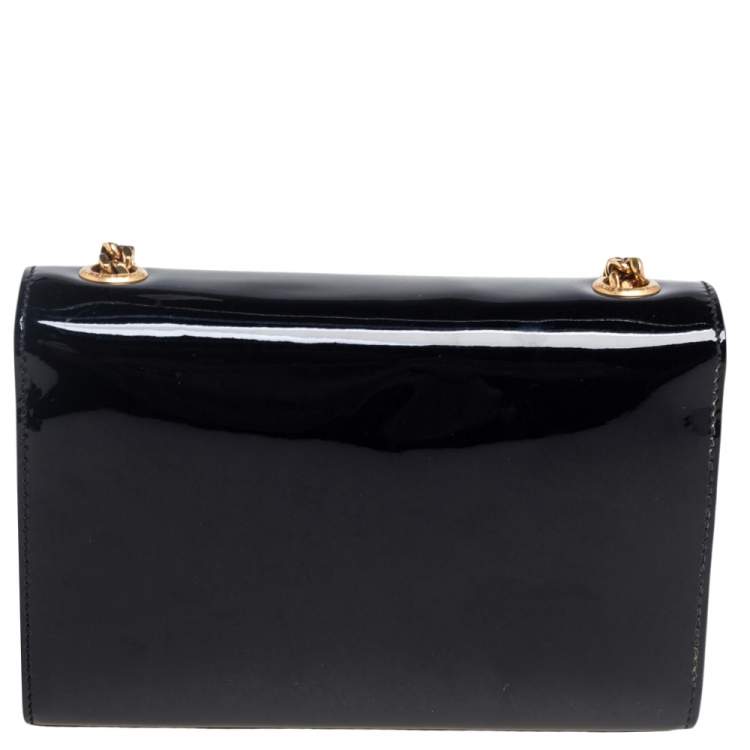 Pre Owned Saint Laurent Black Patent Leather Small Kate Tassel Crossbody Bag