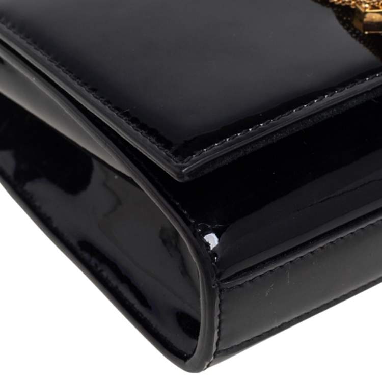 Pre Owned Saint Laurent Black Patent Leather Small Kate Tassel Crossbody Bag