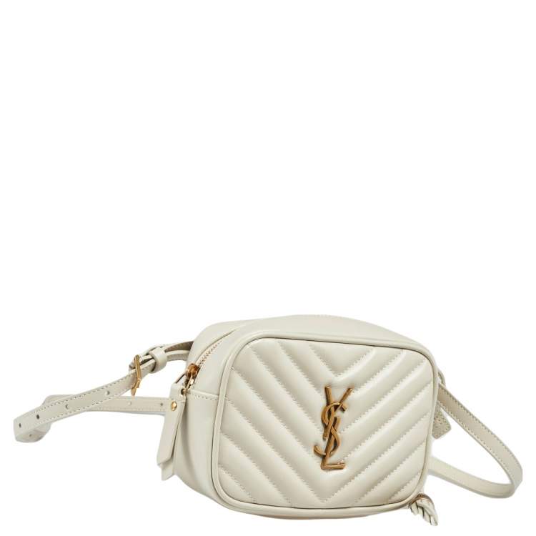 Pre Owned Saint Laurent White Leather Monogram Loulou Belt Bag