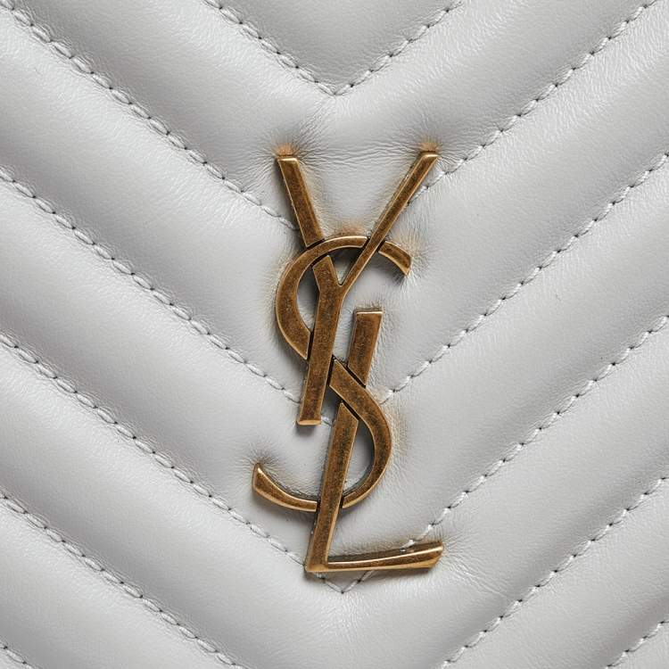 Pre Owned Saint Laurent White Leather Monogram Loulou Belt Bag