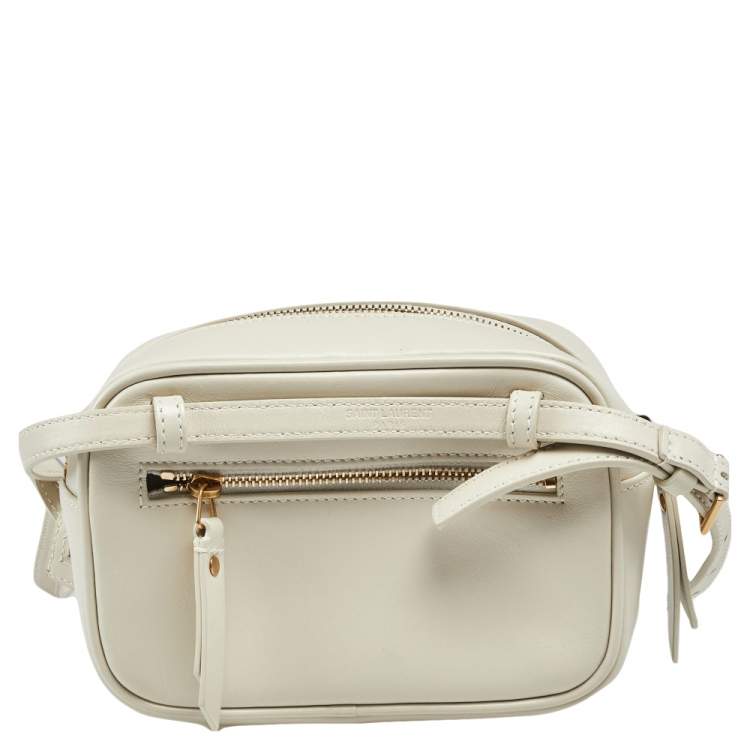 Pre Owned Saint Laurent White Leather Monogram Loulou Belt Bag