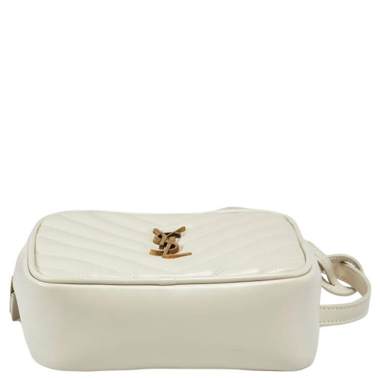 Pre Owned Saint Laurent White Leather Monogram Loulou Belt Bag