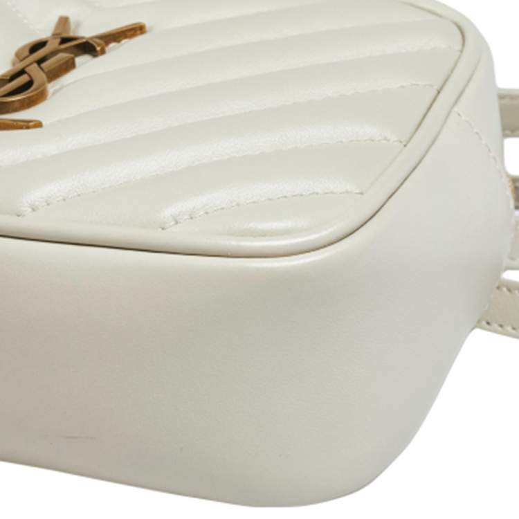 Pre Owned Saint Laurent White Leather Monogram Loulou Belt Bag