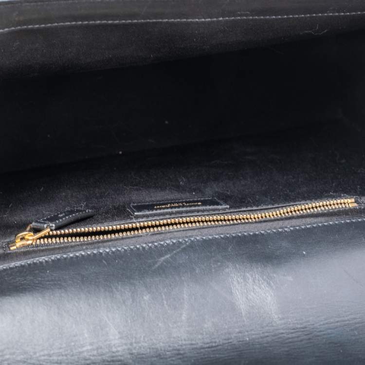 Pre Owned Saint Laurent Black Matelassé Leather Large Cassandre Flap Bag