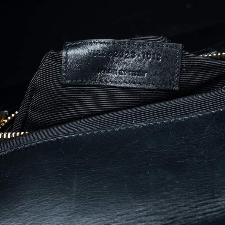 Pre Owned Saint Laurent Black Matelassé Leather Large Cassandre Flap Bag