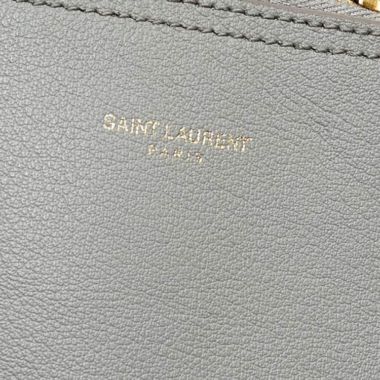 Pre Owned Saint Laurent Grey Leather Shopper Tote