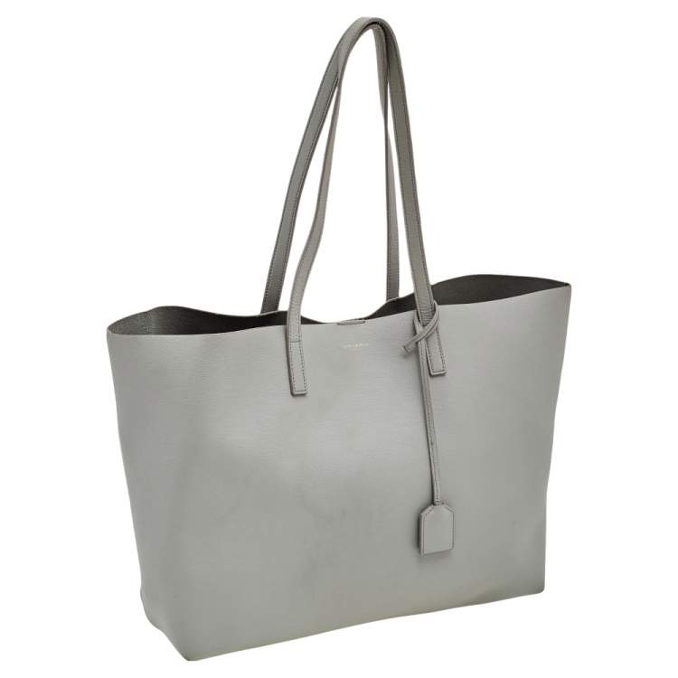 Pre Owned Saint Laurent Grey Leather Shopper Tote