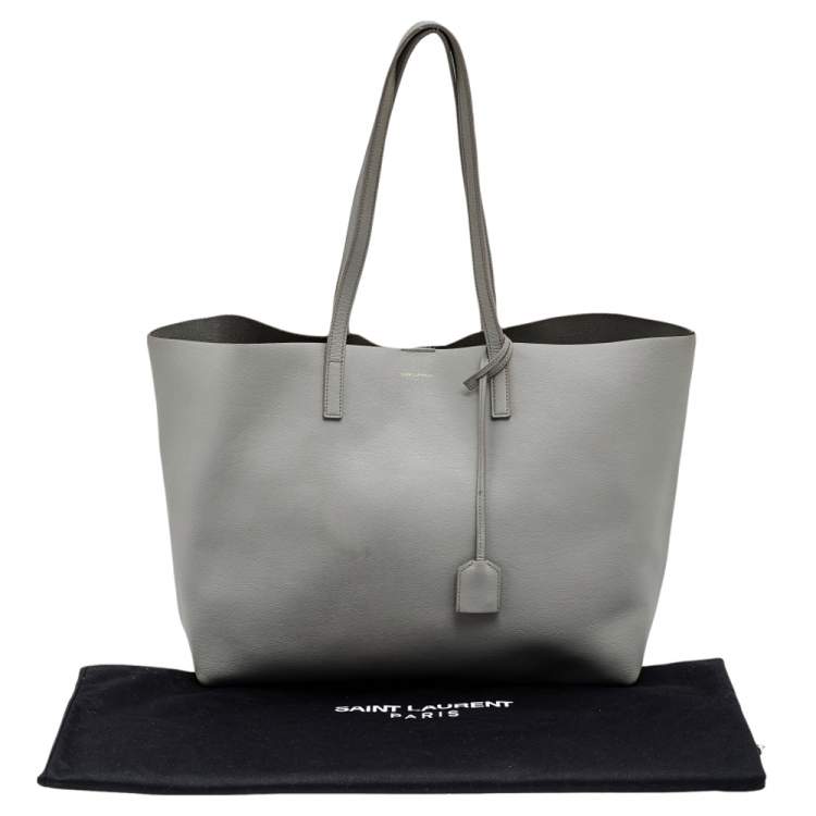Pre Owned Saint Laurent Grey Leather Shopper Tote