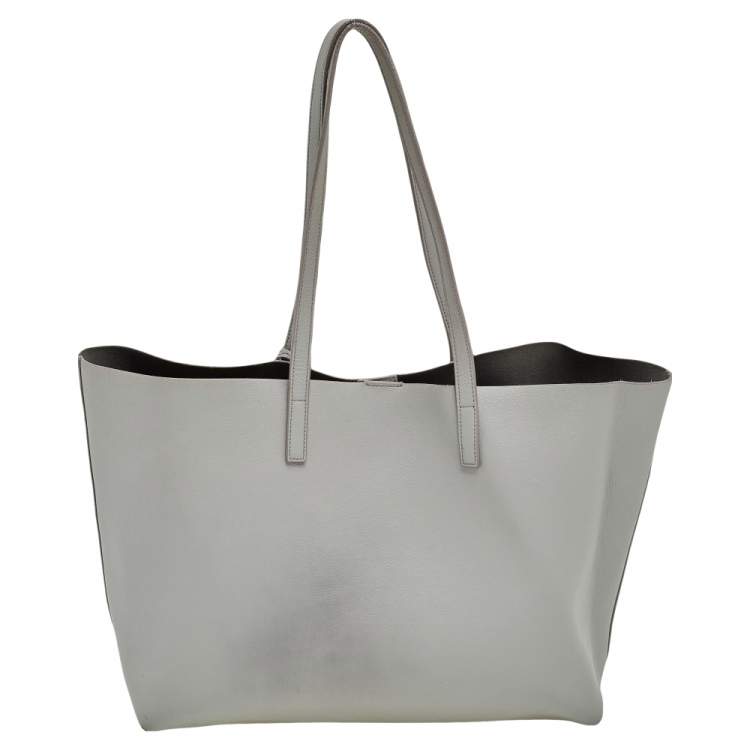 Pre Owned Saint Laurent Grey Leather Shopper Tote