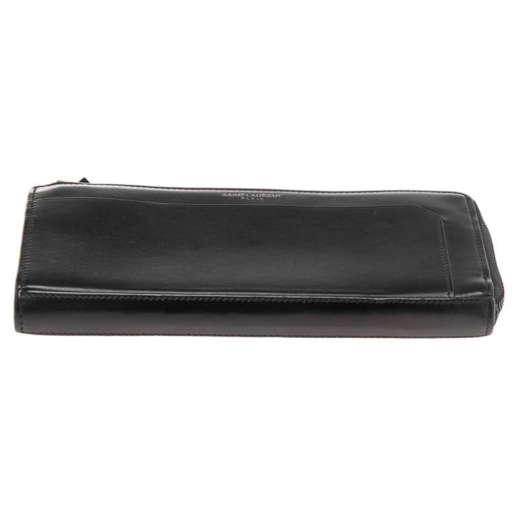 Pre Owned Saint Laurent Black Leather Long Wallet
