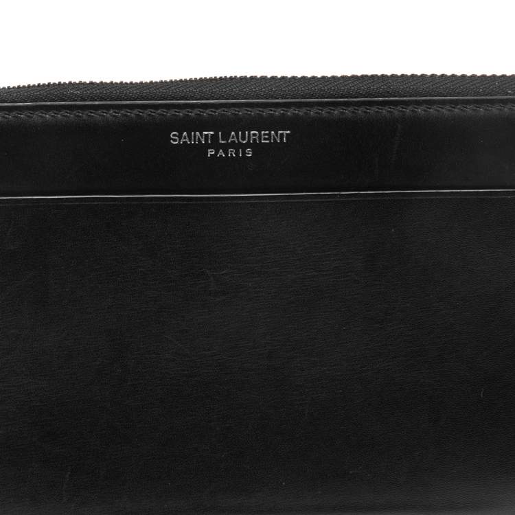 Pre Owned Saint Laurent Black Leather Long Wallet