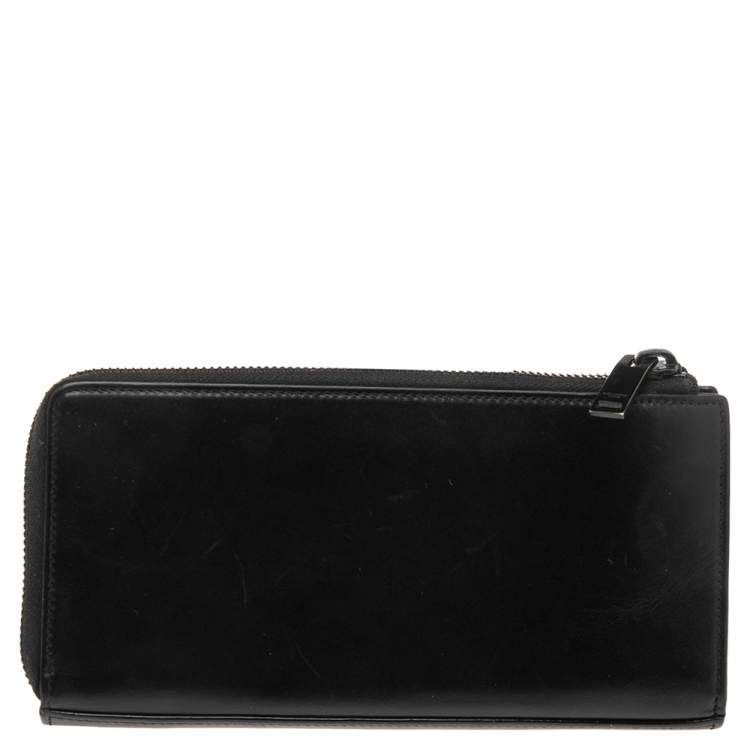 Pre Owned Saint Laurent Black Leather Long Wallet