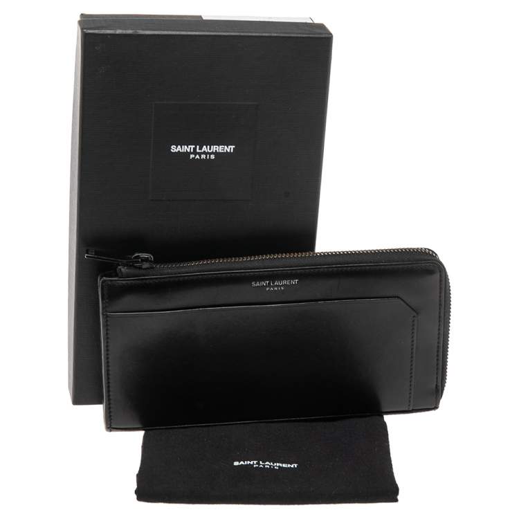 Pre Owned Saint Laurent Black Leather Long Wallet