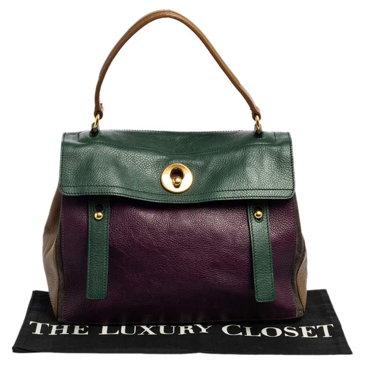 Pre Owned Saint Laurent Multicolor Leather and Suede Medium Muse Two Satchel