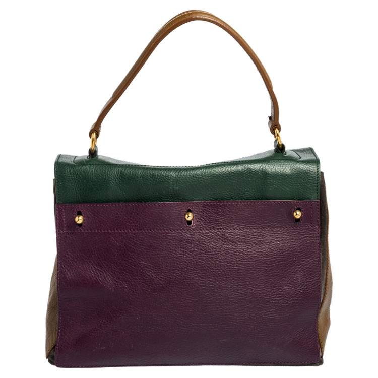 Pre Owned Saint Laurent Multicolor Leather and Suede Medium Muse Two Satchel