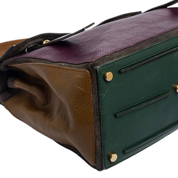 Pre Owned Saint Laurent Multicolor Leather and Suede Medium Muse Two Satchel