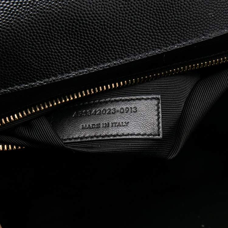 Pre Owned Saint Laurent Black Chevron Quilted Leather Monogram Envelope Shoulder Bag