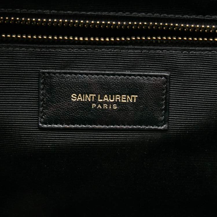 Pre Owned Saint Laurent Black Chevron Quilted Leather Monogram Envelope Shoulder Bag