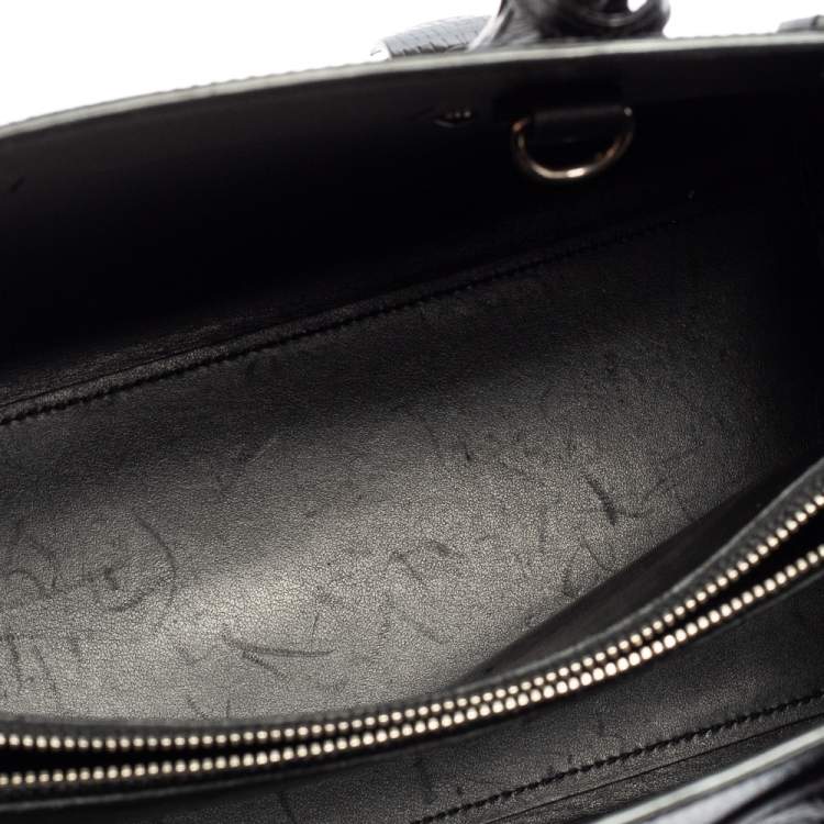 Pre Owned Saint Laurent Black Lizard Embossed Leather Small Classic Sac De Jour Tote
