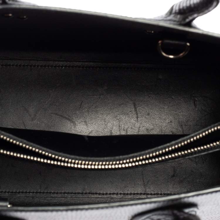 Pre Owned Saint Laurent Black Lizard Embossed Leather Small Classic Sac De Jour Tote