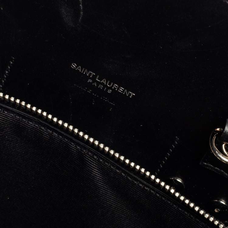 Pre Owned Saint Laurent Black Lizard Embossed Leather Small Classic Sac De Jour Tote