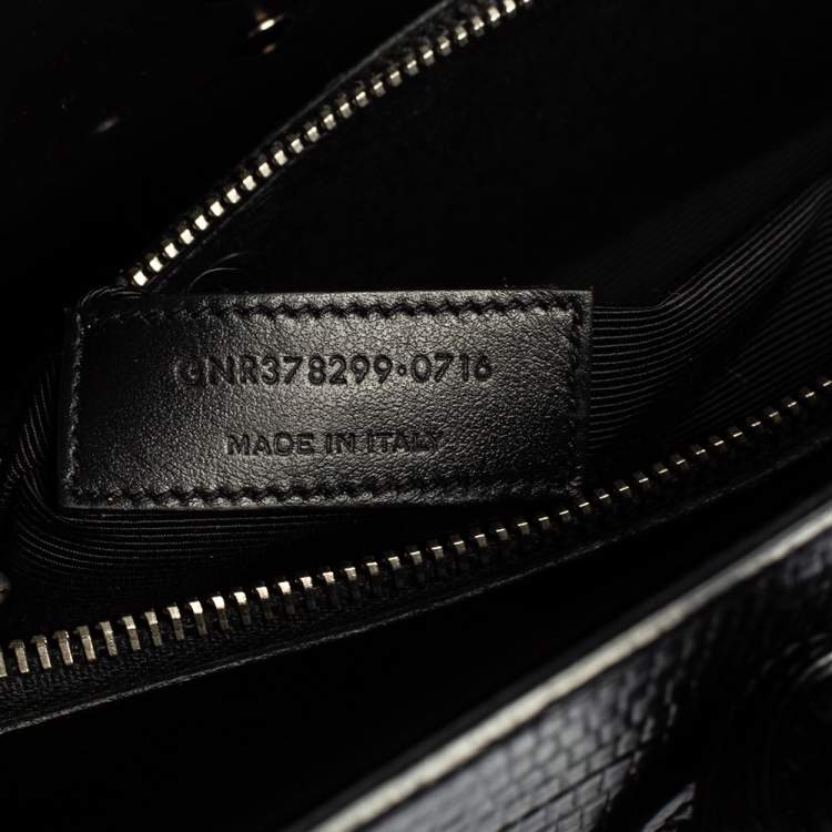 Pre Owned Saint Laurent Black Lizard Embossed Leather Small Classic Sac De Jour Tote
