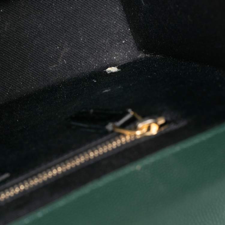 Pre Owned Saint Laurent Green Matelassé Leather Monogram Envelope Shoulder Bag