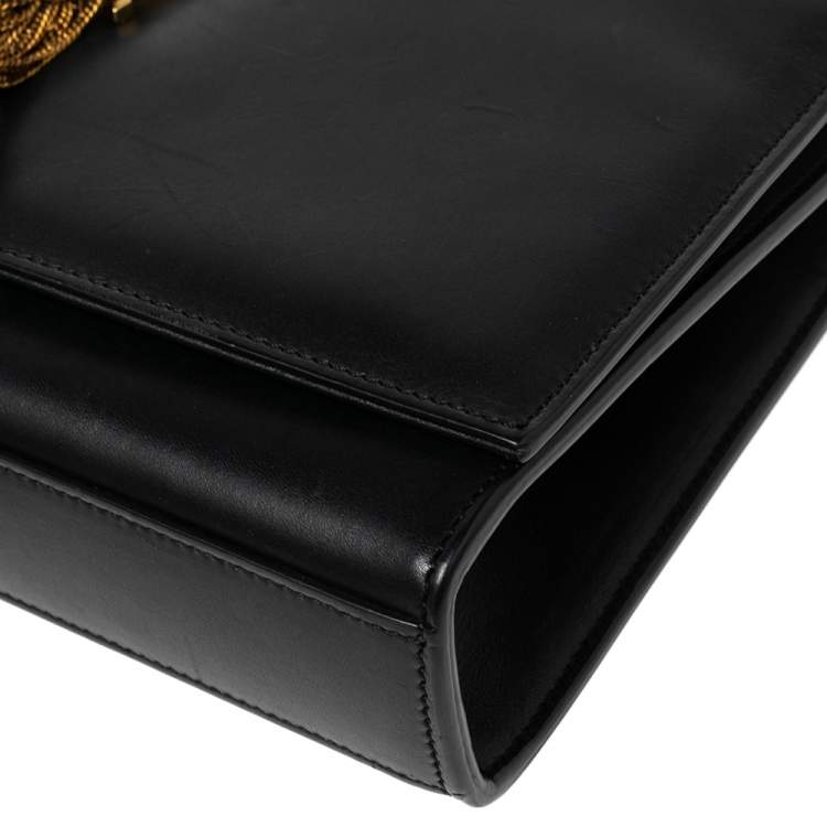Pre Owned Saint Laurent Black Leather Medium Kate Tassel Shoulder Bag