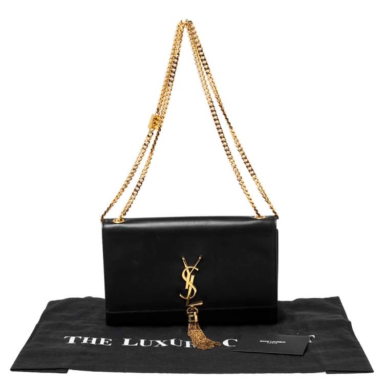 Pre Owned Saint Laurent Black Leather Medium Kate Tassel Shoulder Bag