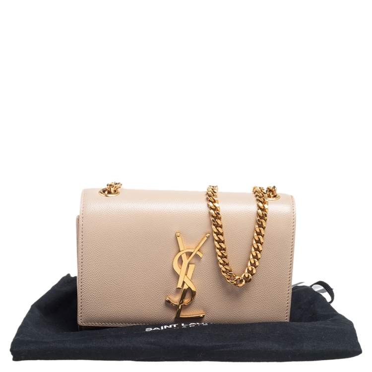 Pre Owned Saint Laurent Beige Leather Small Kate Shoulder Bag