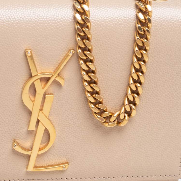 Pre Owned Saint Laurent Beige Leather Small Kate Shoulder Bag