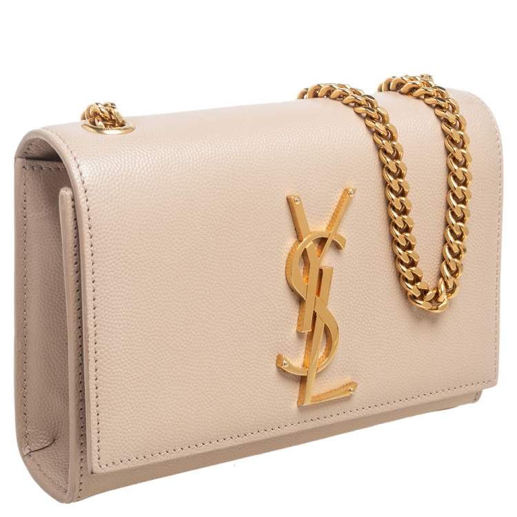 Pre Owned Saint Laurent Beige Leather Small Kate Shoulder Bag