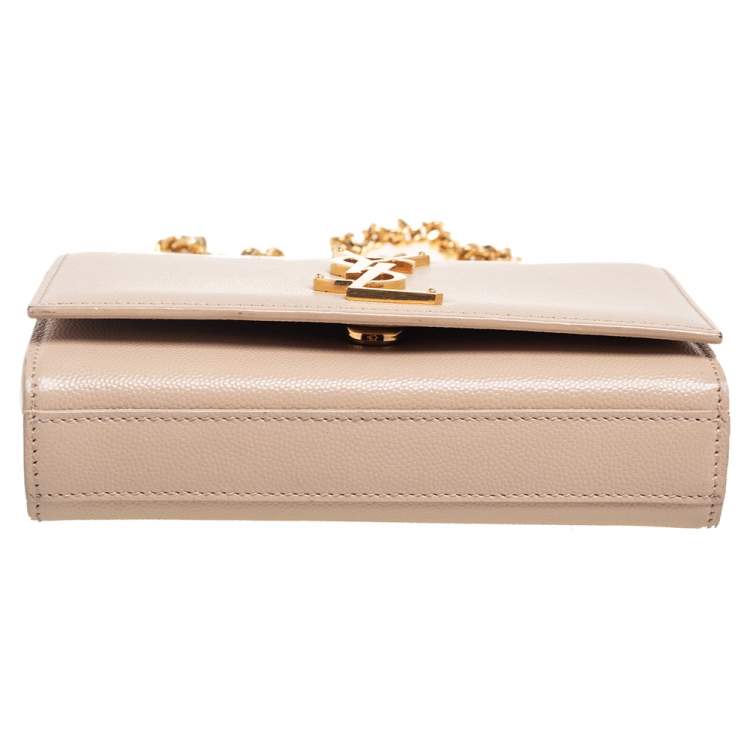 Pre Owned Saint Laurent Beige Leather Small Kate Shoulder Bag