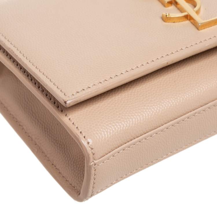 Pre Owned Saint Laurent Beige Leather Small Kate Shoulder Bag
