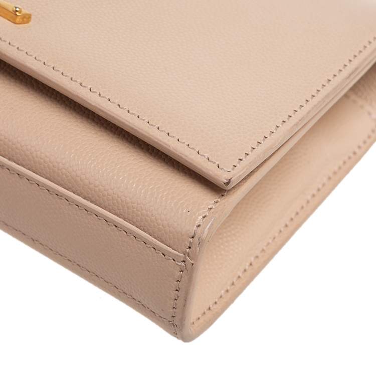 Pre Owned Saint Laurent Beige Leather Small Kate Shoulder Bag