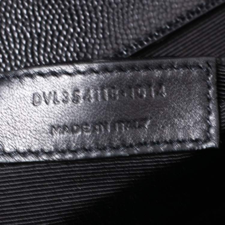 Pre Owned Saint Laurent Black Matelassé Leather Monogram Envelope Shoulder Bag