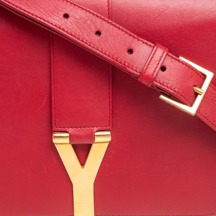 Pre Owned Saint Laurent Red Leather Medium Chyc Shoulder Bag